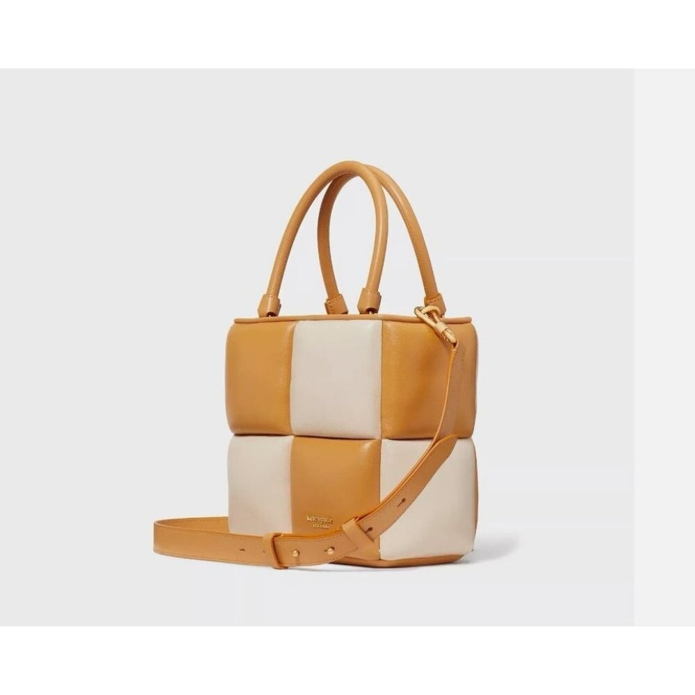 KATE SPADE NY Boxxy colorblock leather tote crossbody + Dust bag BARE MULTI TAN